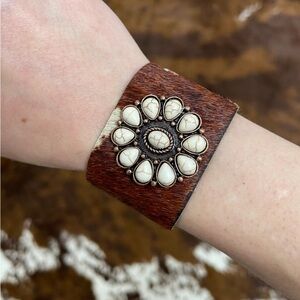 Better Together Cowhide + Ivory Concho Cuff Bracelet